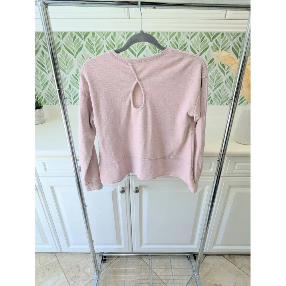 Ballet Pink Osh'Kosh Waffle Knit Long Sleeve Raw Hem Top 14 Girl's Boxy Flowy